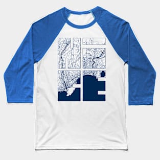 Nice, France City Map Typography - Coastal Baseball T-Shirt